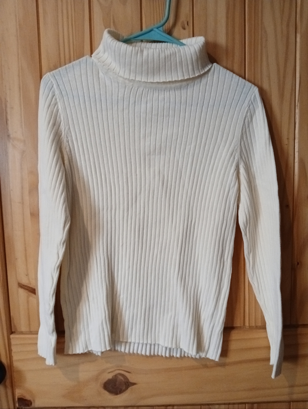 Kim Rogers Cream Ribbed Turtleneck Sweater Size M